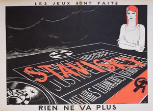 スタビスキー事件の似顔絵「Rien va va Plus」（1934年のパンフレット「Parlons Francais」より） 作： Paul Iribe